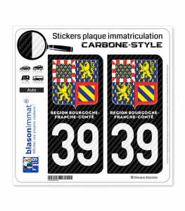 39 Bourgogne-Franche-Comté - LT II Carbone-Style | Stickers plaque immatriculation