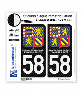 58 Bourgogne-Franche-Comté - LT II Carbone-Style | Stickers plaque immatriculation