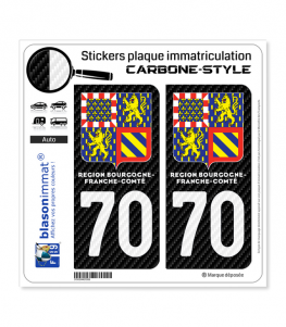 70 Bourgogne-Franche-Comté - LT II Carbone-Style | Stickers plaque immatriculation