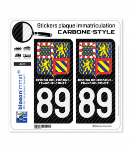 89 Bourgogne-Franche-Comté - LT II Carbone-Style | Stickers plaque immatriculation