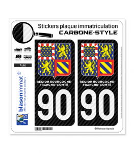 90 Bourgogne-Franche-Comté - LT II Carbone-Style | Stickers plaque immatriculation