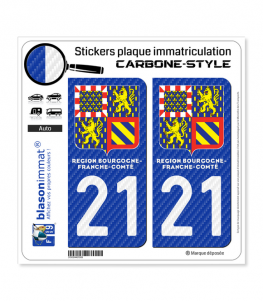 21 Bourgogne-Franche-Comté - LT II Carbone-Style | Stickers plaque immatriculation
