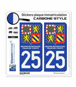 25 Bourgogne-Franche-Comté - LT II Carbone-Style | Stickers plaque immatriculation