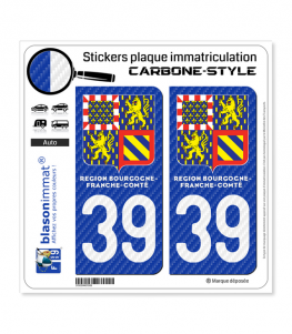 39 Bourgogne-Franche-Comté - LT II Carbone-Style | Stickers plaque immatriculation