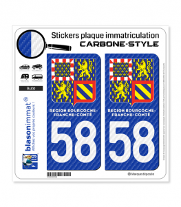 58 Bourgogne-Franche-Comté - LT II Carbone-Style | Stickers plaque immatriculation