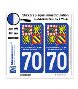 70 Bourgogne-Franche-Comté - LT II Carbone-Style | Stickers plaque immatriculation