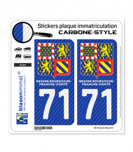 71 Bourgogne-Franche-Comté - LT II Carbone-Style | Stickers plaque immatriculation