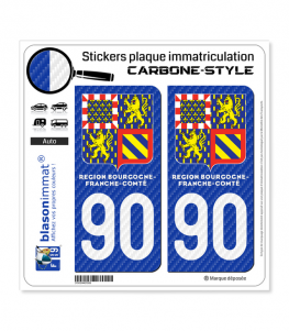 90 Bourgogne-Franche-Comté - LT II Carbone-Style | Stickers plaque immatriculation