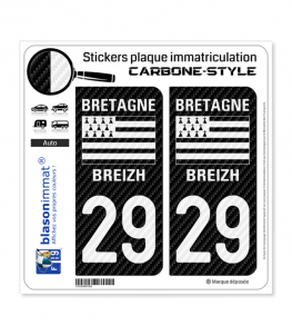 2 stickers plaque immatriculation auto TUNING DOMING RESINE BRETAGNE BREIZH D 29 