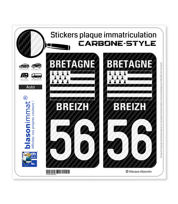 56 Bretagne - LT Carbone-Style | Stickers plaque immatriculation
