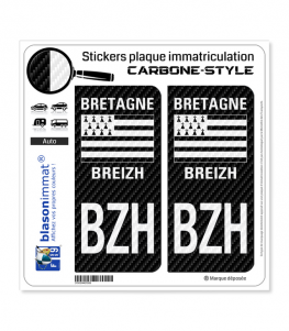 BZH Bretagne - LT Carbone-Style | Stickers plaque immatriculation