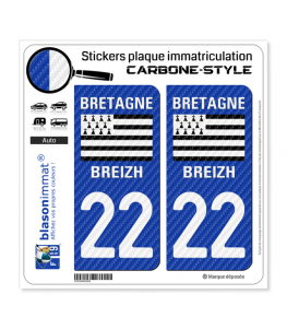 22 Bretagne - LT Carbone-Style | Stickers plaque immatriculation