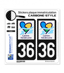 36 Centre-Val de Loire - LT Carbone-Style | Stickers plaque immatriculation