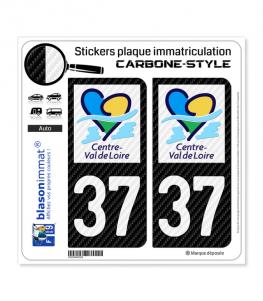 37 Centre-Val de Loire - LT Carbone-Style | Stickers plaque immatriculation