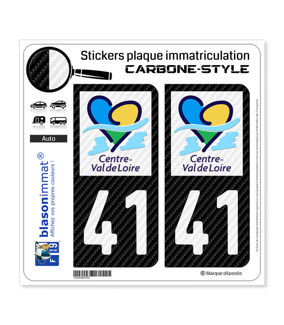 41 Centre-Val de Loire - LT Carbone-Style | Stickers plaque immatriculation