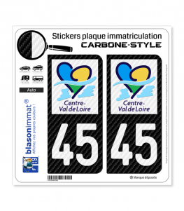 45 Centre-Val de Loire - LT Carbone-Style | Stickers plaque immatriculation