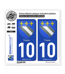 10 Troyes - Armoiries | Autocollant plaque immatriculation