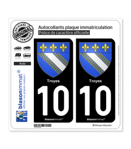 10 Troyes - Armoiries | Autocollant plaque immatriculation