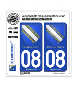 08 Champagne-Ardenne - Armoiries | Autocollant plaque immatriculation