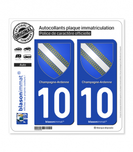 10 Champagne-Ardenne - Armoiries | Autocollant plaque immatriculation