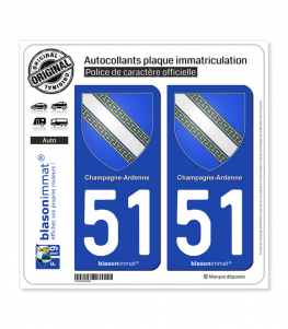 2 Autocollants Plaque D'immatriculation Département 51 Marne - Vinyle Résistant Aux Intempéries - Décoration Voiture Personnalisée