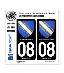 08 Champagne-Ardenne - Armoiries | Autocollant plaque immatriculation