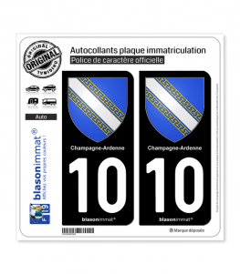 10 Champagne-Ardenne - Armoiries | Autocollant plaque immatriculation