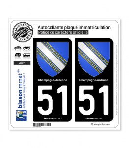 51 Champagne-Ardenne - Armoiries | Autocollant plaque immatriculation