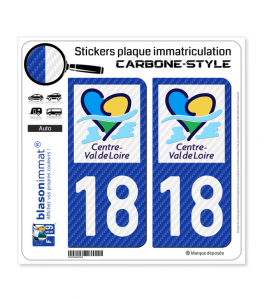 18 Centre-Val de Loire - LT Carbone-Style | Stickers plaque immatriculation