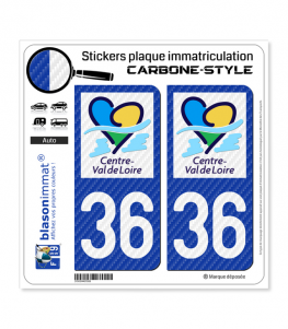 36 Centre-Val de Loire - LT Carbone-Style | Stickers plaque immatriculation