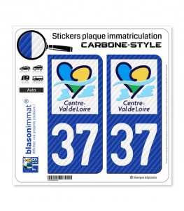 37 Centre-Val de Loire - LT Carbone-Style | Stickers plaque immatriculation