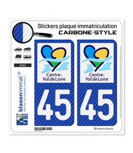 45 Centre-Val de Loire - LT Carbone-Style | Stickers plaque immatriculation