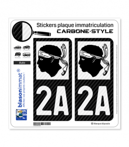 2A Corse - LT Carbone-Style | Stickers plaque immatriculation