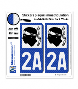 2A Corse - LT Carbone-Style | Stickers plaque immatriculation