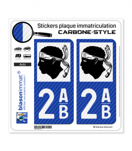 2AB Corse - LT Carbone-Style | Stickers plaque immatriculation