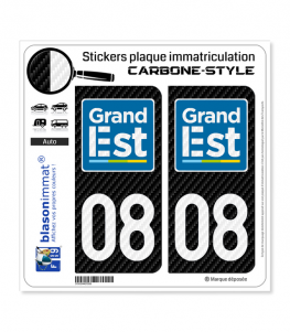 08 Grand-Est - LT Carbone-Style | Stickers plaque immatriculation