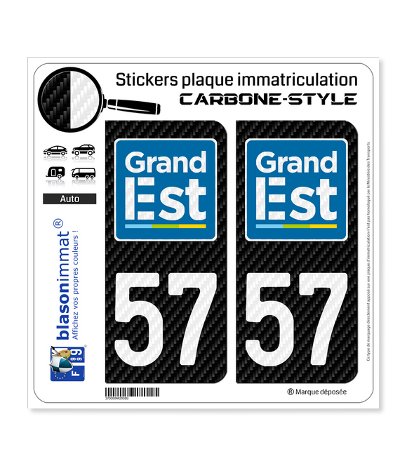 57 Grand Est - LT Carbone-Style | Stickers plaque immatriculation