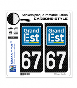 67 Grand Est - LT Carbone-Style | Stickers plaque immatriculation