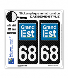 68 Grand-Est - LT Carbone-Style | Stickers plaque immatriculation