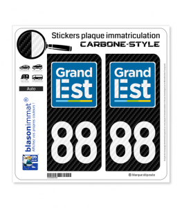 88 Grand Est - LT Carbone-Style | Stickers plaque immatriculation