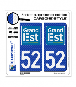 52 Grand Est - LT Carbone-Style | Stickers plaque immatriculation