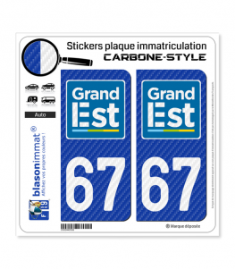 67 Grand Est - LT Carbone-Style | Stickers plaque immatriculation