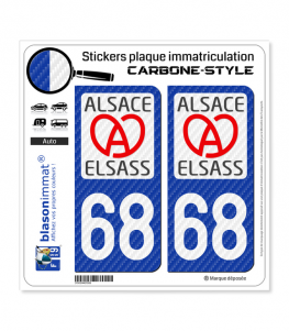 68 Alsace - LT II Carbone-Style | Stickers plaque immatriculation