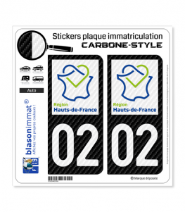 02 Hauts-de-France - LT Carbone-Style | Stickers plaque immatriculation