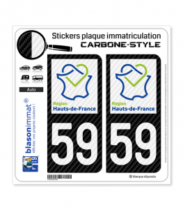 59 Hauts-de-France - LT Carbone-Style | Stickers plaque immatriculation