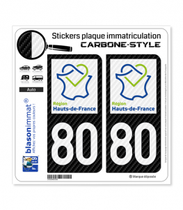 80 Hauts-de-France - LT Carbone-Style | Stickers plaque immatriculation