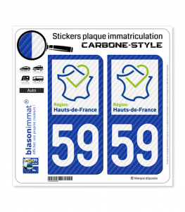 59 Hauts-de-France - LT Carbone-Style | Stickers plaque immatriculation