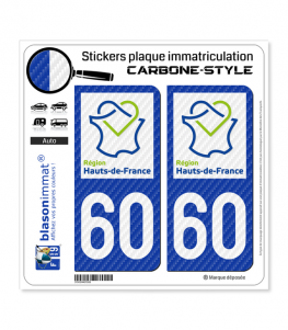 60 Hauts-de-France - LT Carbone-Style | Stickers plaque immatriculation