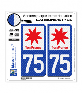 75 Ile de France LogoType Black 2 Stickers autocollant plaque immatriculation 
