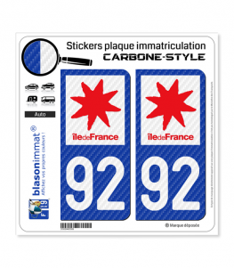 92 Île-de-France - LT Carbone-Style | Stickers plaque immatriculation